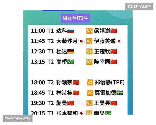 乒乓球赛事时间表